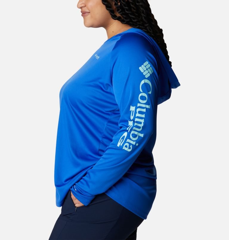 Women's Columbia PFG Tidal Tee Hoodie Blue | Plus Size CA-M5016